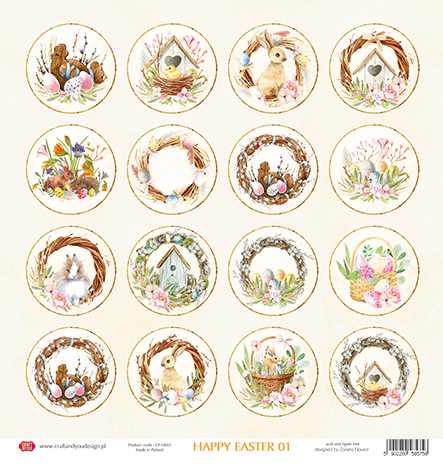  CP-HE01 Elements for self-cutting out 12x12" Happy Easter 01 ( 10 pcs )